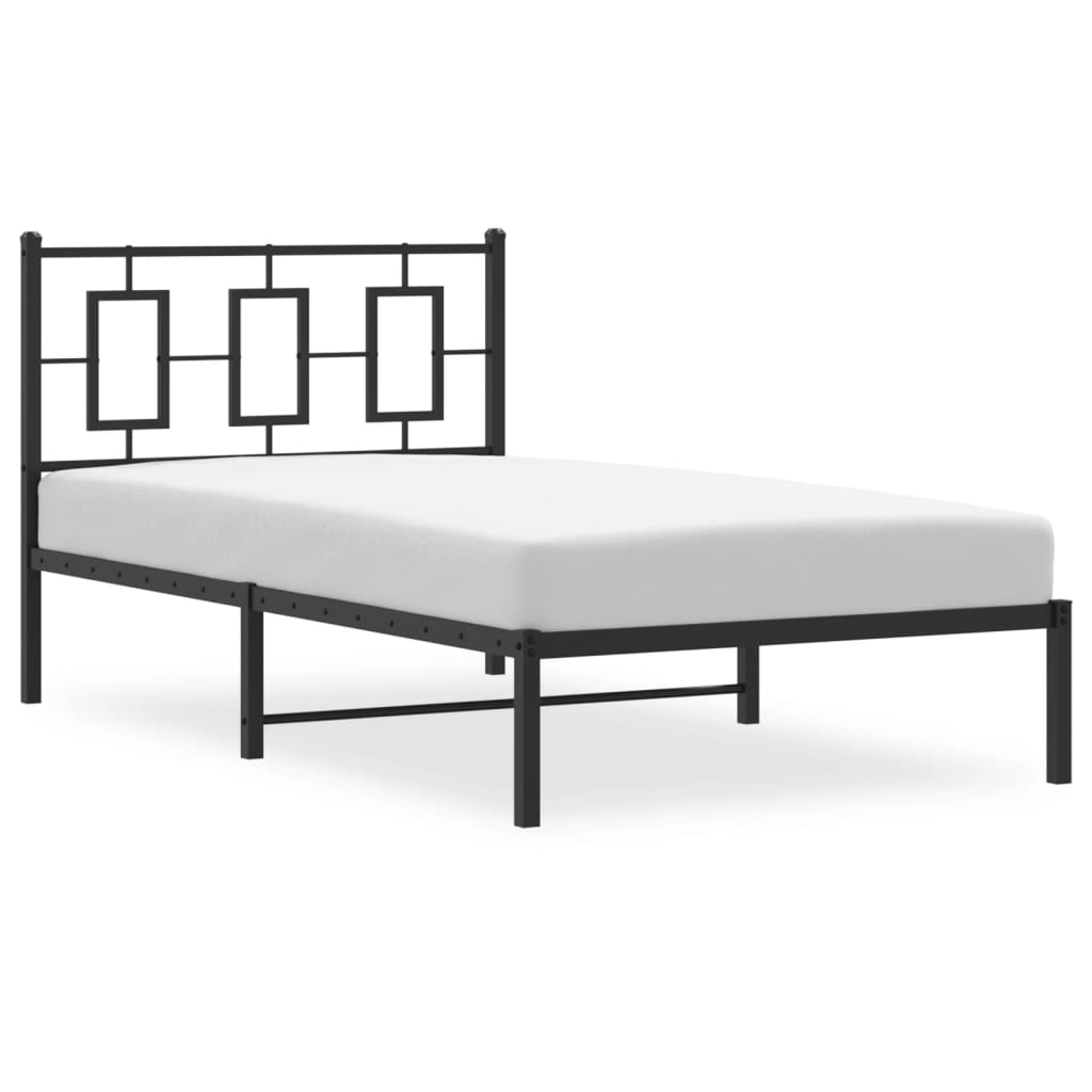 Giroletto con Testiera in Metallo Nero 100x190 cm