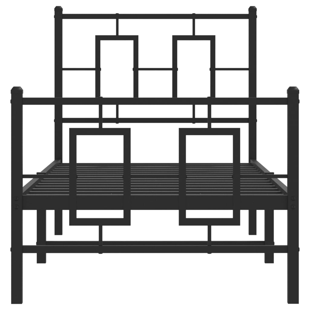 Giroletto con Testiera e Pediera Metallo Nero 75x190 cm | homemem39