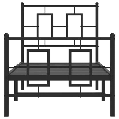 Giroletto con Testiera e Pediera Metallo Nero 75x190 cm | homemem39