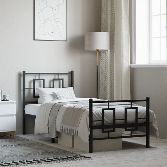 Giroletto con Testiera e Pediera Metallo Nero 75x190 cm | homemem39