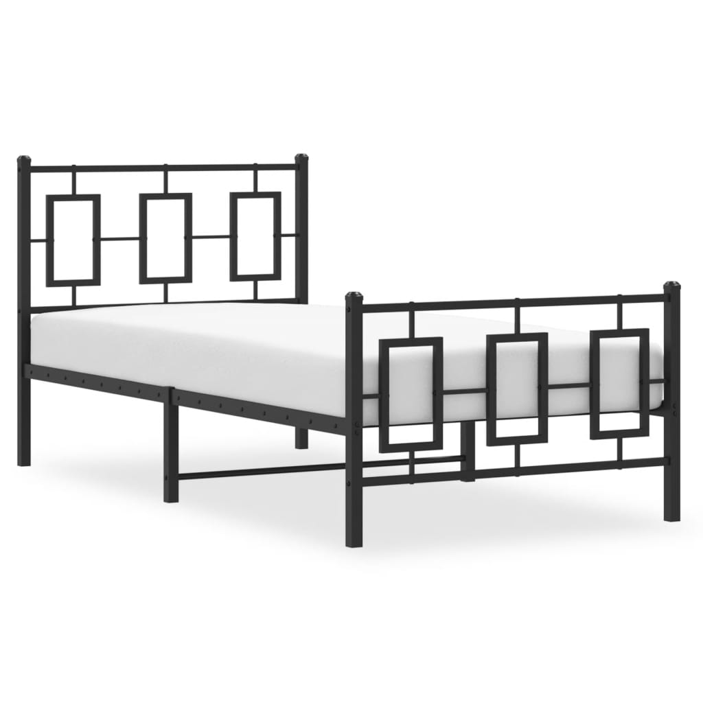 Giroletto con Testiera e Pediera Metallo Nero 90x200 cm