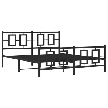 Giroletto con Testiera e Pediera Metallo Nero 150x200 cm | homemem39