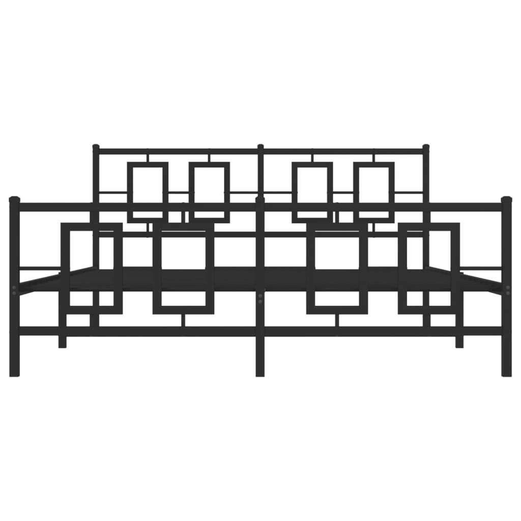 Giroletto con Testiera e Pediera Metallo Nero 150x200 cm | homemem39
