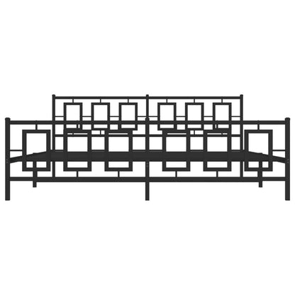 Giroletto con Testiera e Pediera Metallo Nero 193x203 cm - homemem39