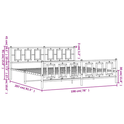 Giroletto con Testiera e Pediera Metallo Nero 193x203 cm - homemem39