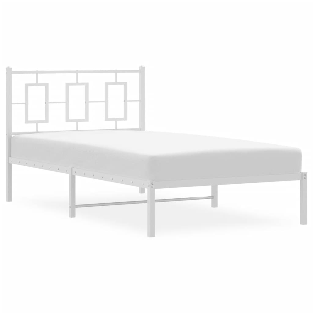 Giroletto con Testiera Metallo Bianco 100x190 cm