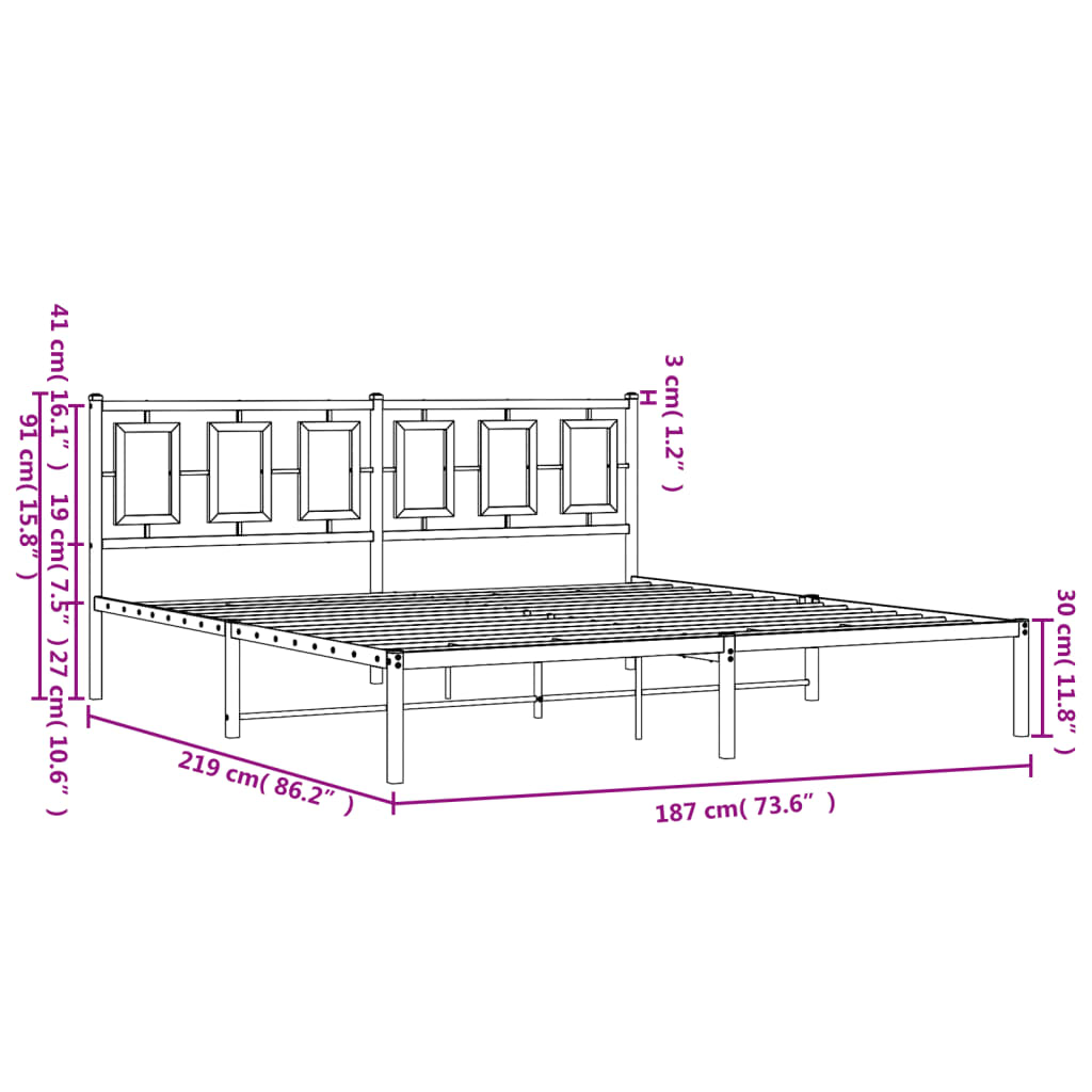 Giroletto con Testiera Metallo Bianco 183x213 cm | homemem39