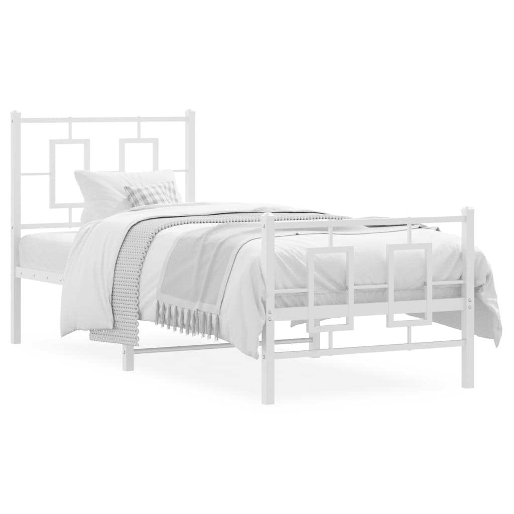 Giroletto con Testiera e Pediera Metallo Bianco 75x190 cm | homemem39