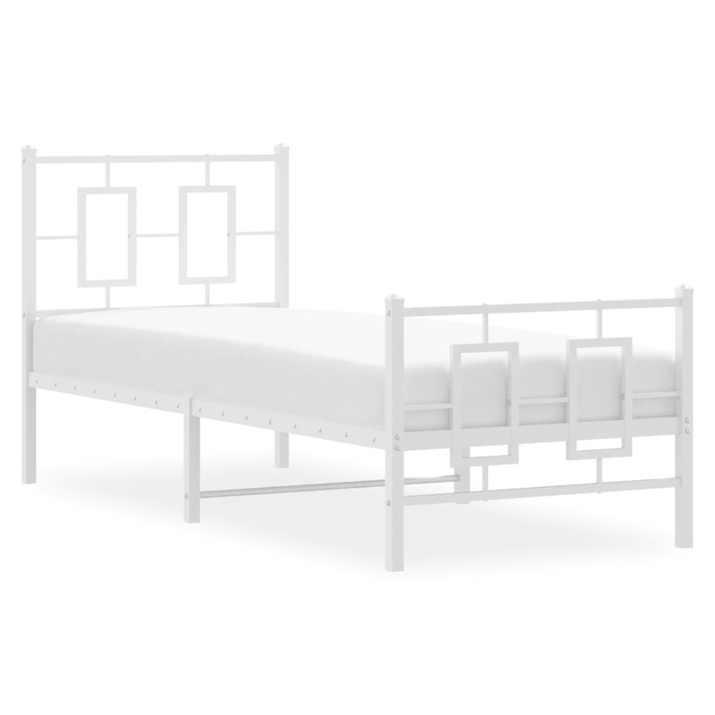 Giroletto con Testiera e Pediera Metallo Bianco 75x190 cm