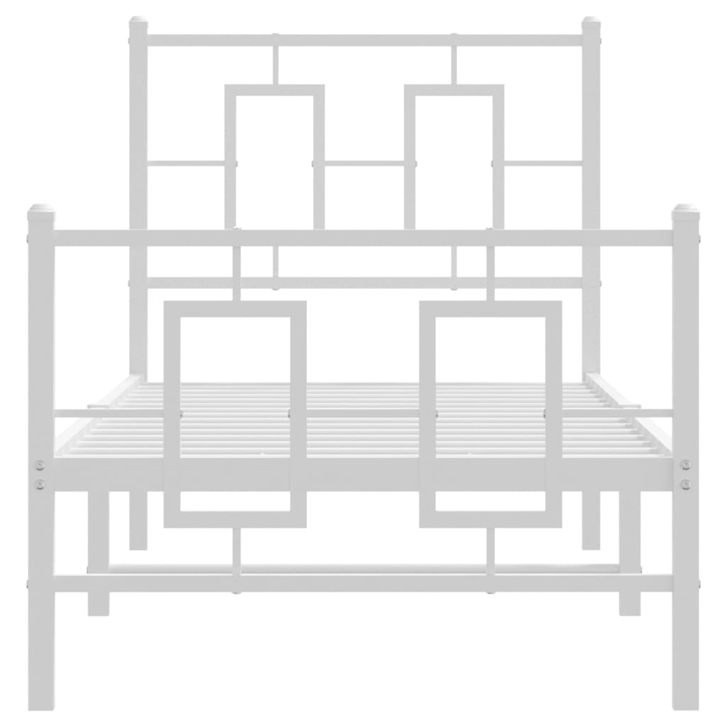 Giroletto con Testiera e Pediera Metallo Bianco 75x190 cm | homemem39