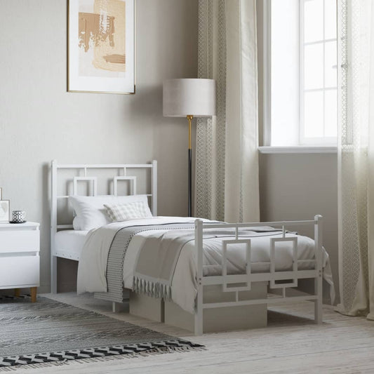 Giroletto con Testiera e Pediera Metallo Bianco 75x190 cm | homemem39