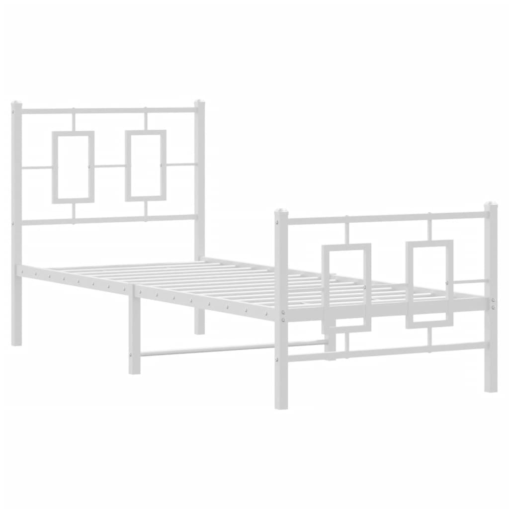 Giroletto con Testiera e Pediera Metallo Bianco 80x200 cm | homemem39