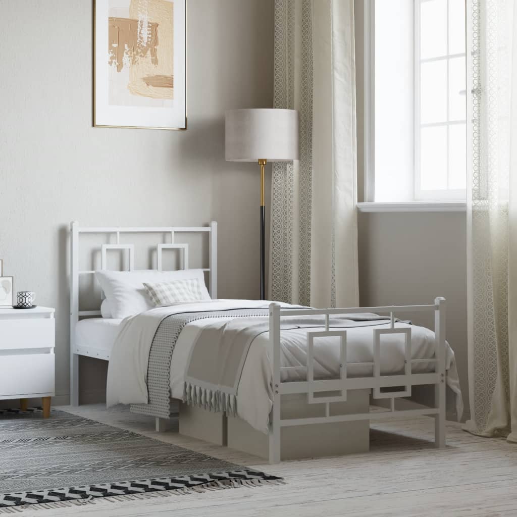 Giroletto con Testiera e Pediera Metallo Bianco 80x200 cm | homemem39