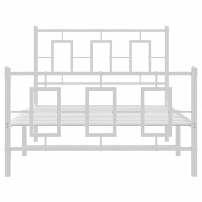 Giroletto con Testiera e Pediera Metallo Bianco 100x190 cm