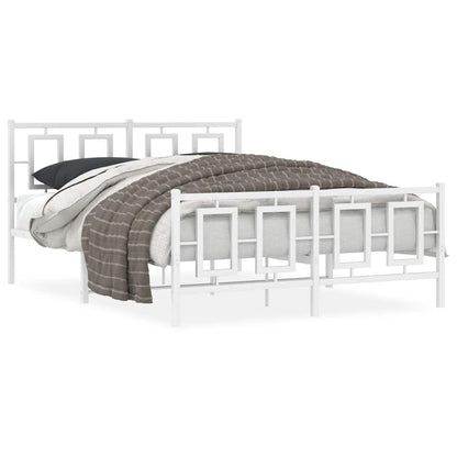 Giroletto con Testiera e Pediera Metallo Bianco 135x190 cm | homemem39