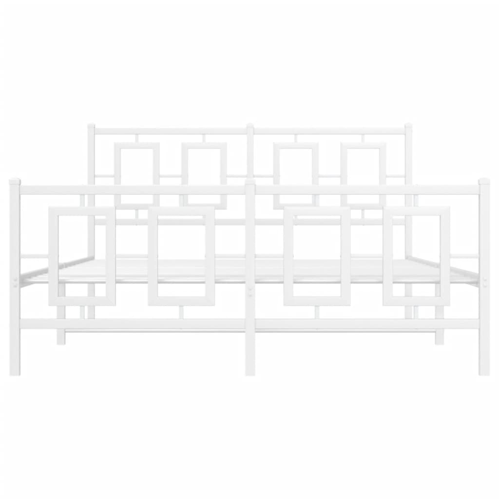 Giroletto con Testiera e Pediera Metallo Bianco 135x190 cm | homemem39