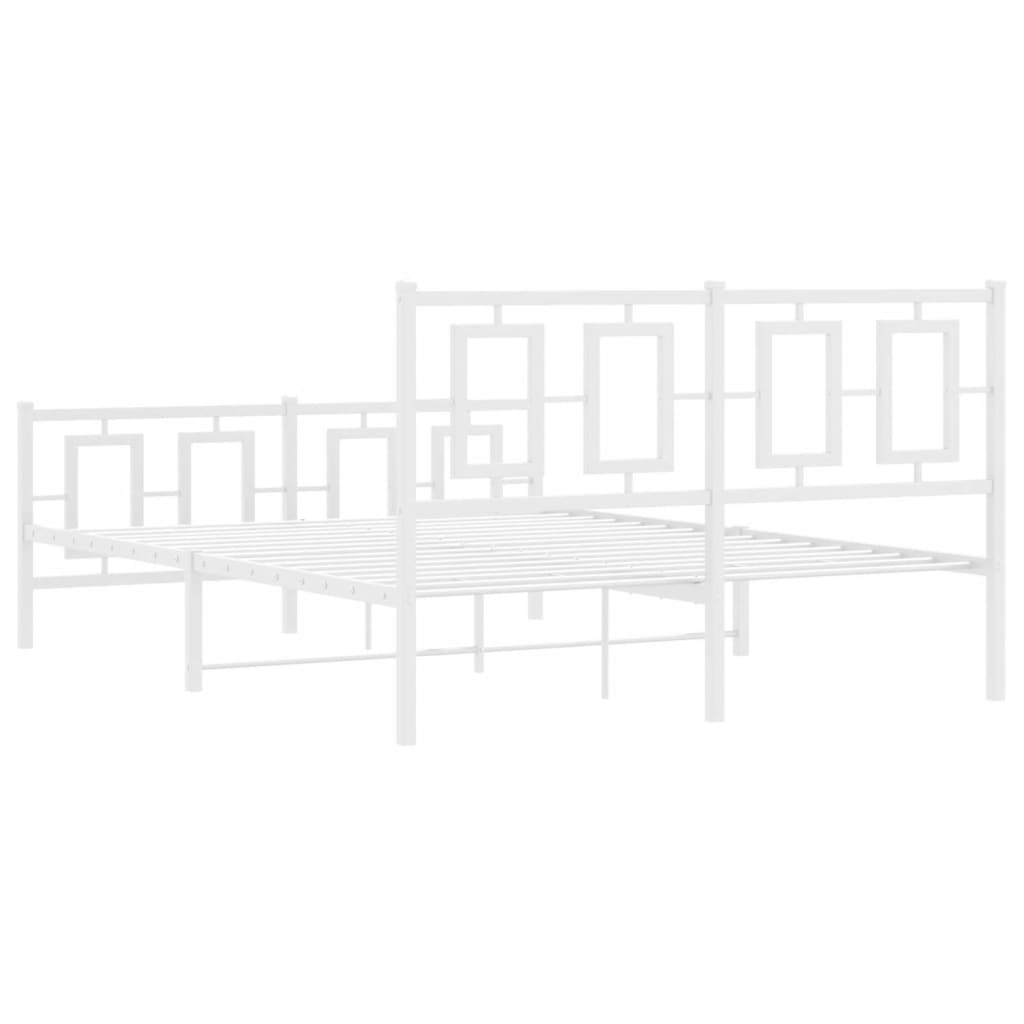 Giroletto con Testiera e Pediera Metallo Bianco 135x190 cm | homemem39