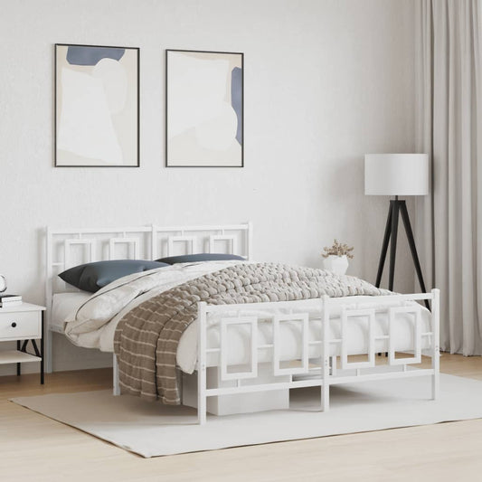 Giroletto con Testiera e Pediera Metallo Bianco 135x190 cm | homemem39