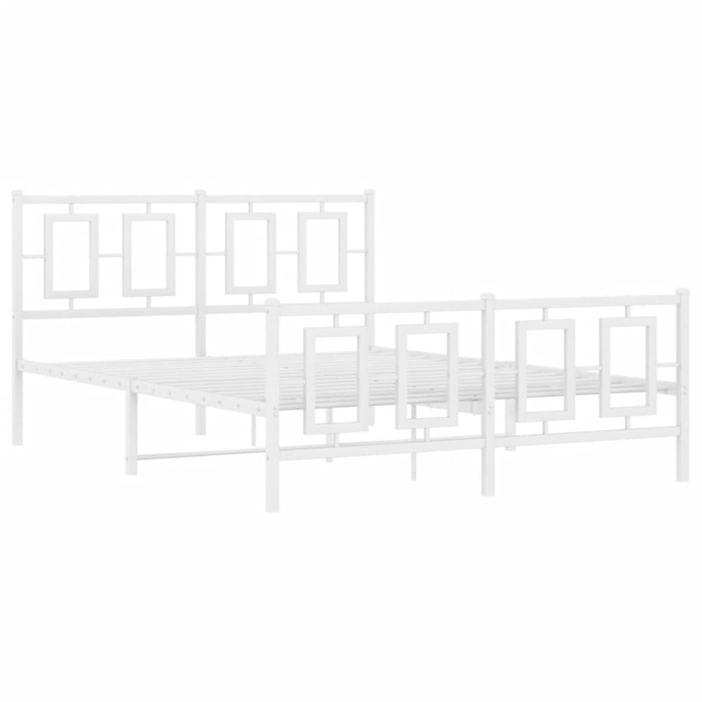 Giroletto con Testiera e Pediera Metallo Bianco 140x190 cm | homemem39