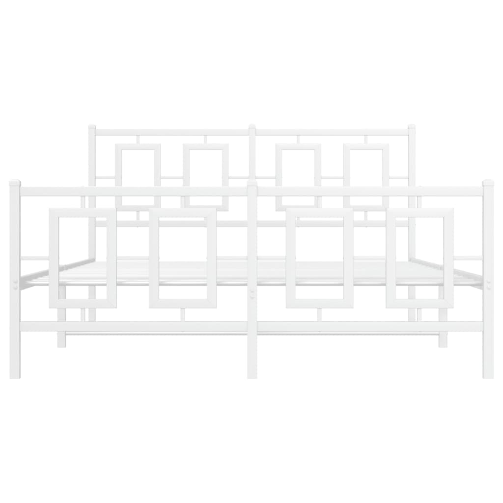 Giroletto con Testiera e Pediera Metallo Bianco 140x200 cm - homemem39