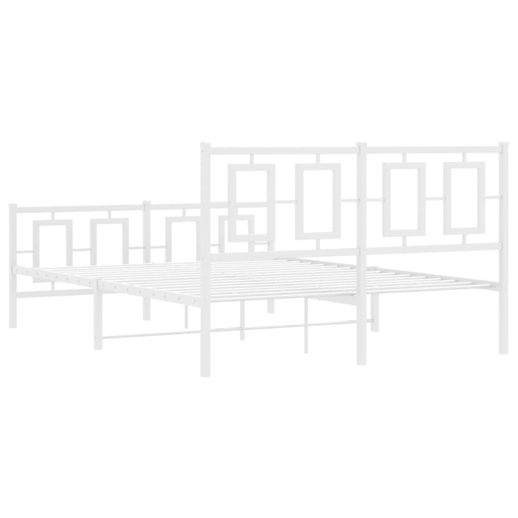 Giroletto con Testiera e Pediera Metallo Bianco 140x200 cm - homemem39