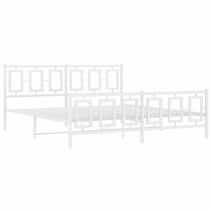 Giroletto con Testiera e Pediera Metallo Bianco 180x200 cm | homemem39