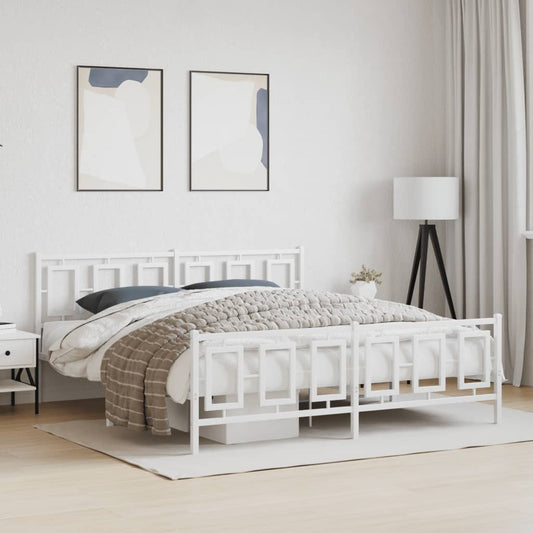 Giroletto con Testiera e Pediera Metallo Bianco 180x200 cm | homemem39