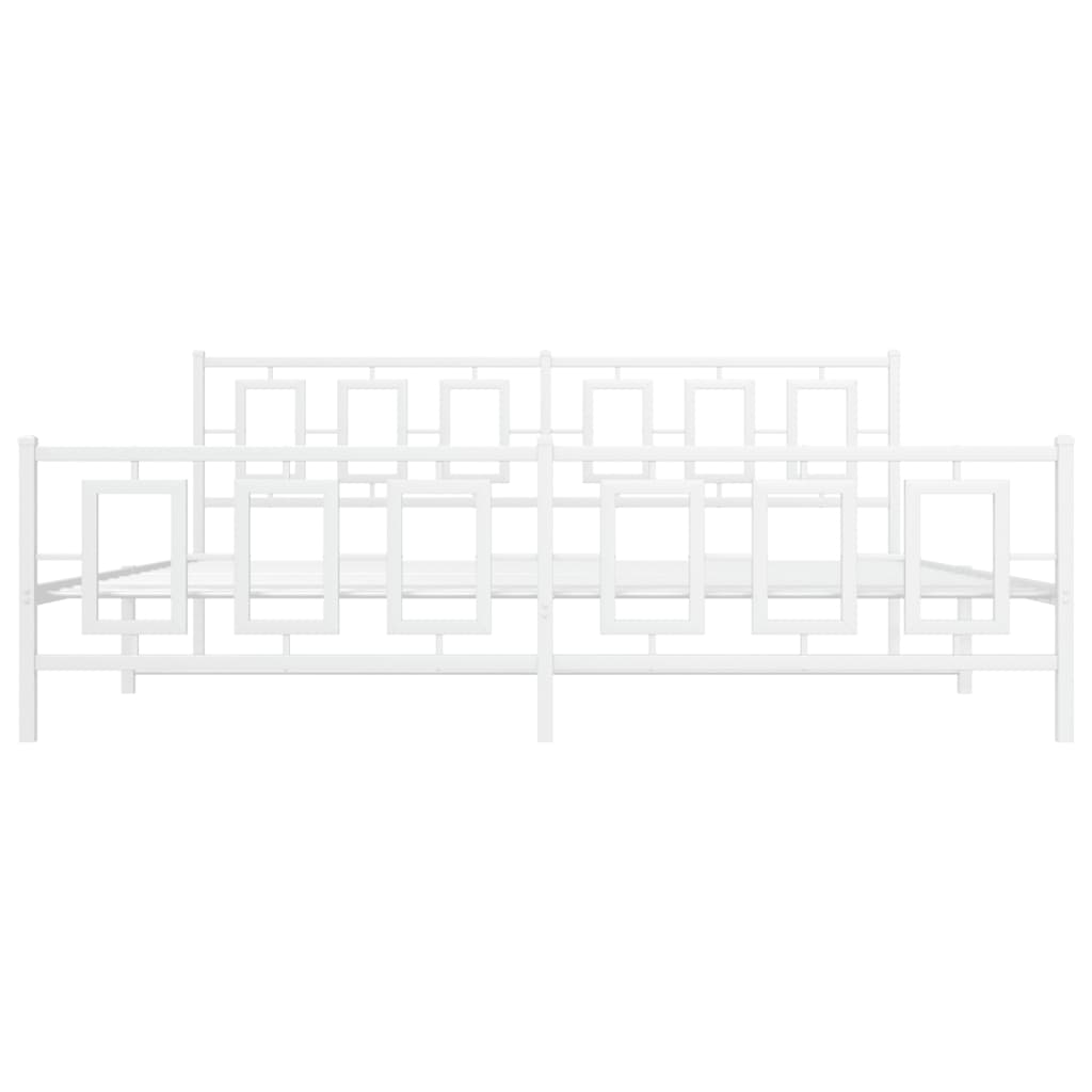 Giroletto con Testiera e Pediera Metallo Bianco 200x200 cm - homemem39