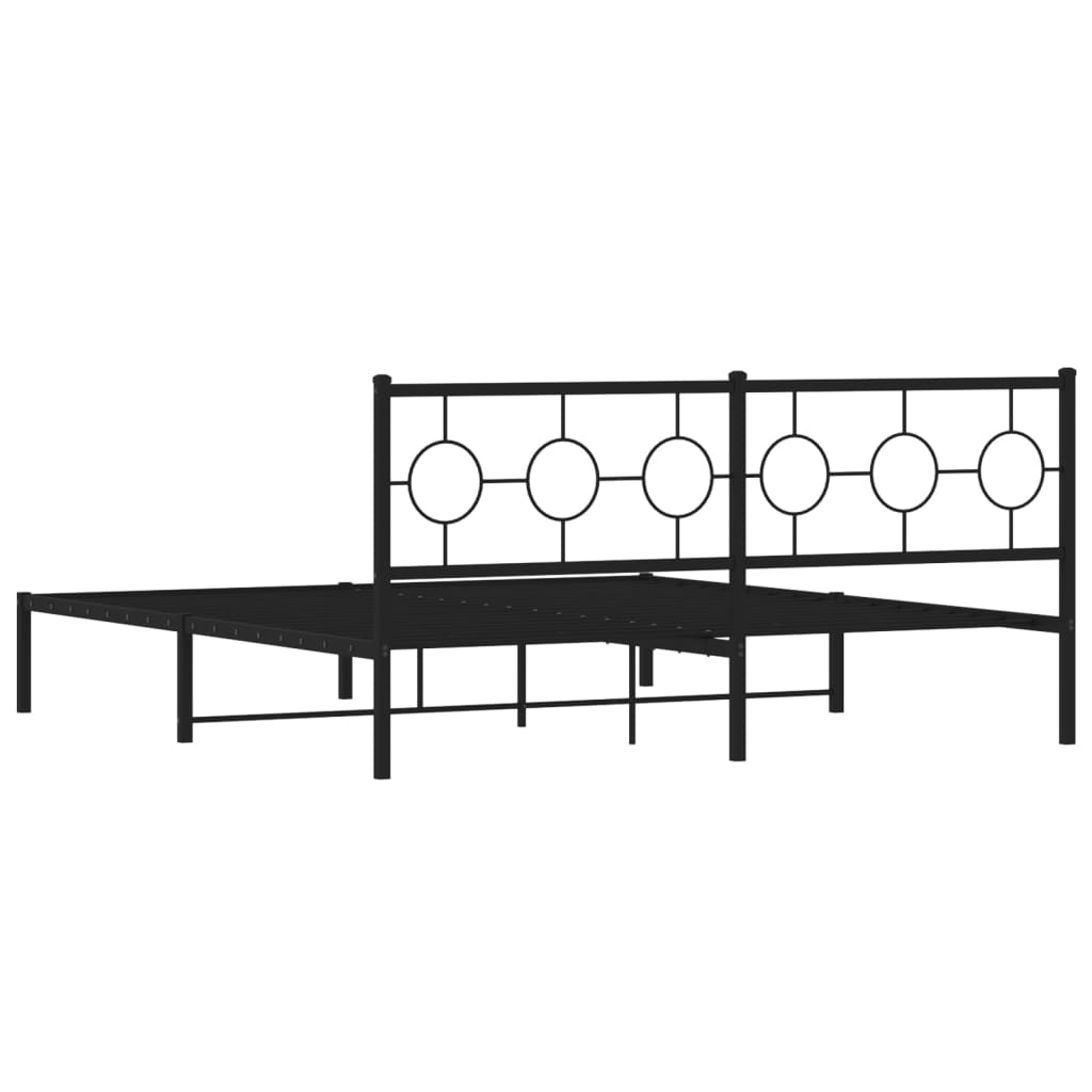 Giroletto con Testiera in Metallo Nero 180x200 cm