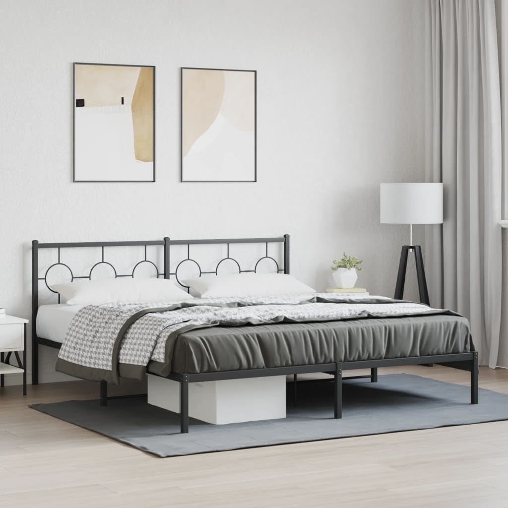 Giroletto con Testiera in Metallo Nero 180x200 cm | homemem39