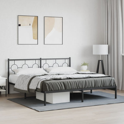 Giroletto con Testiera in Metallo Nero 180x200 cm | homemem39