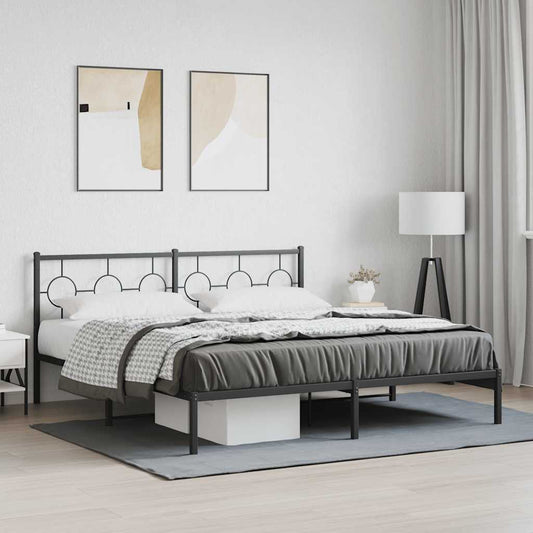 Giroletto con Testiera in Metallo Nero 183x213 cm | homemem39
