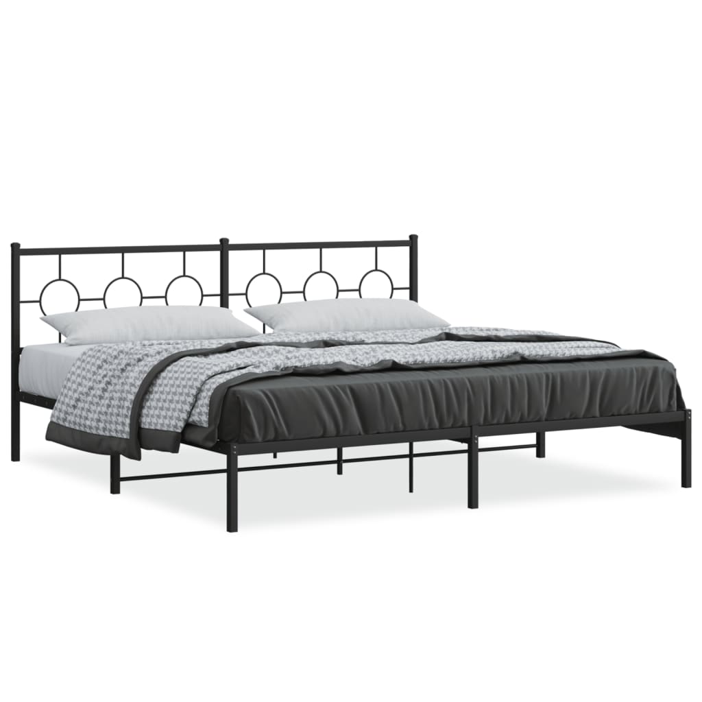 Giroletto con Testiera in Metallo Nero 193x203 cm | homemem39