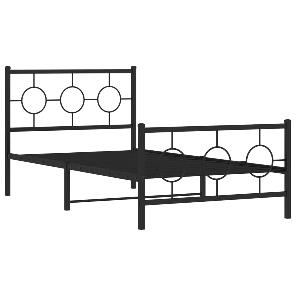 Giroletto con Testiera e Pediera Metallo Nero 100x200 cm | homemem39