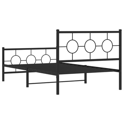 Giroletto con Testiera e Pediera Metallo Nero 107x203 cm - homemem39