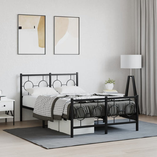 Giroletto con Testiera e Pediera Metallo Nero 120x190 cm