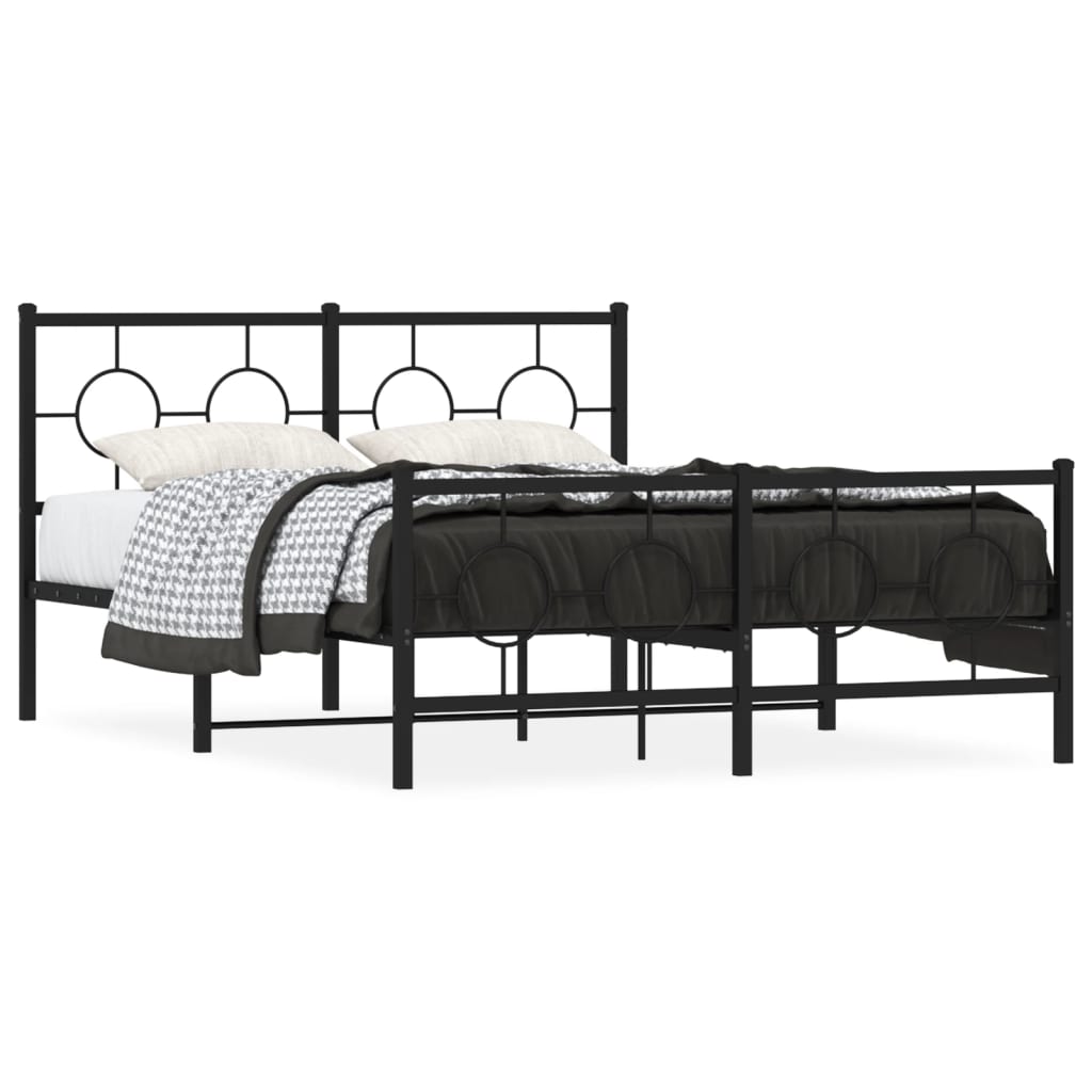 Giroletto con Testiera e Pediera Metallo Nero 135x190 cm | homemem39