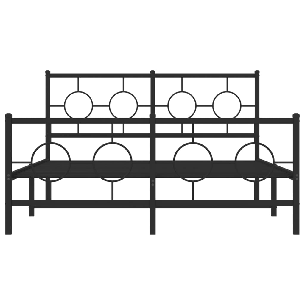 Giroletto con Testiera e Pediera Metallo Nero 135x190 cm | homemem39