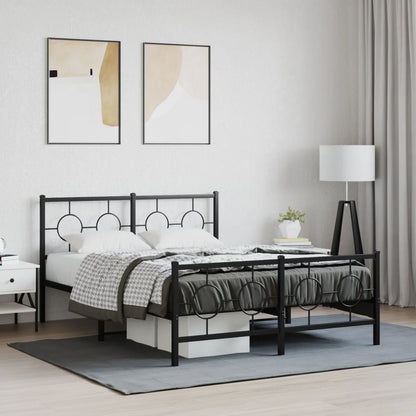 Giroletto con Testiera e Pediera Metallo Nero 135x190 cm | homemem39