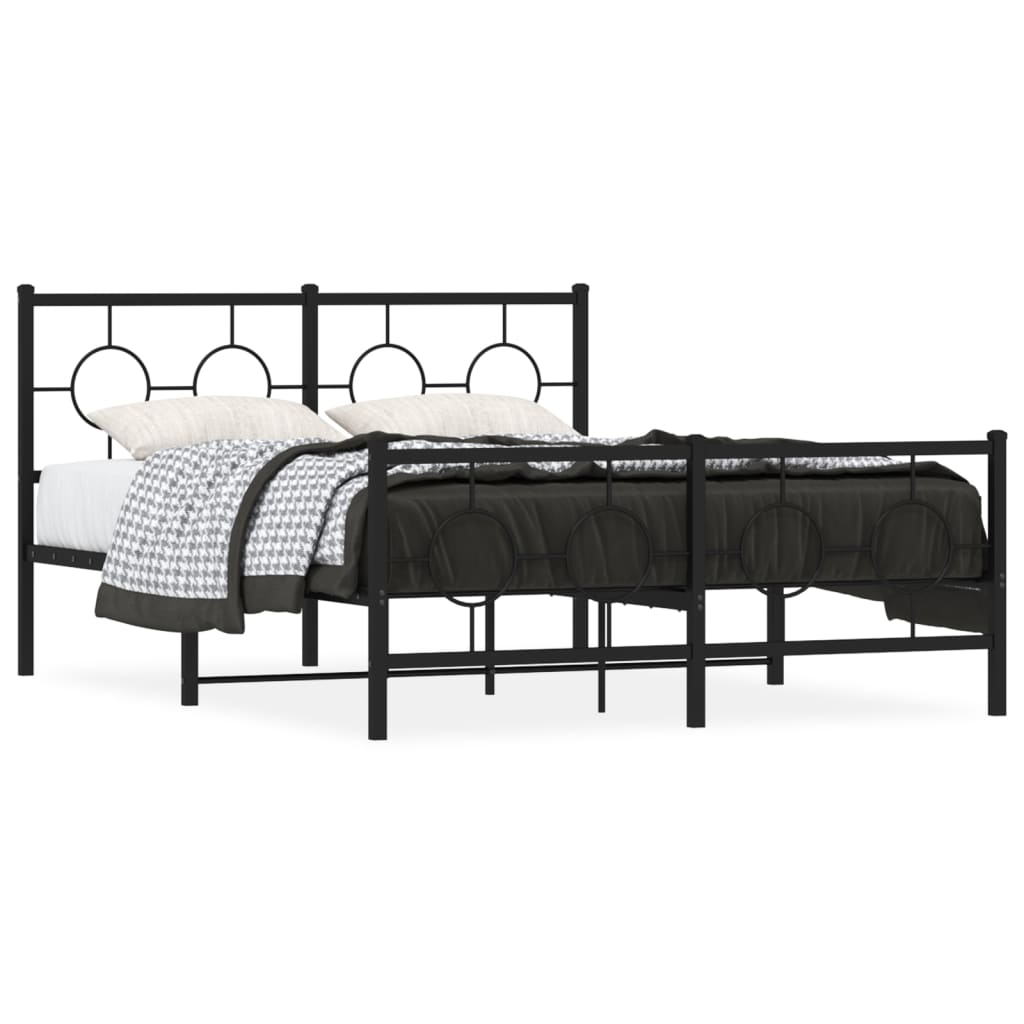 Giroletto con Testiera e Pediera Metallo Nero 140x190 cm | homemem39