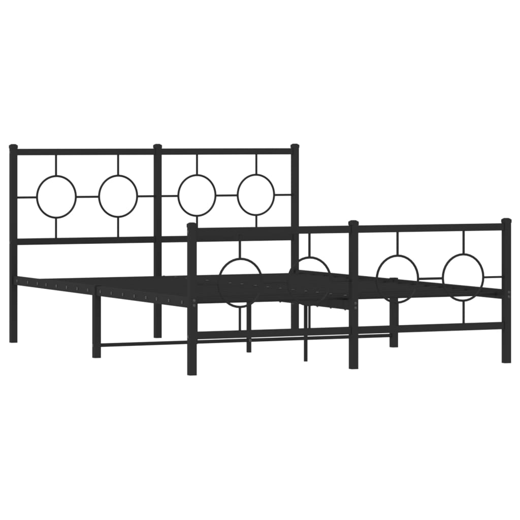 Giroletto con Testiera e Pediera Metallo Nero 140x190 cm | homemem39