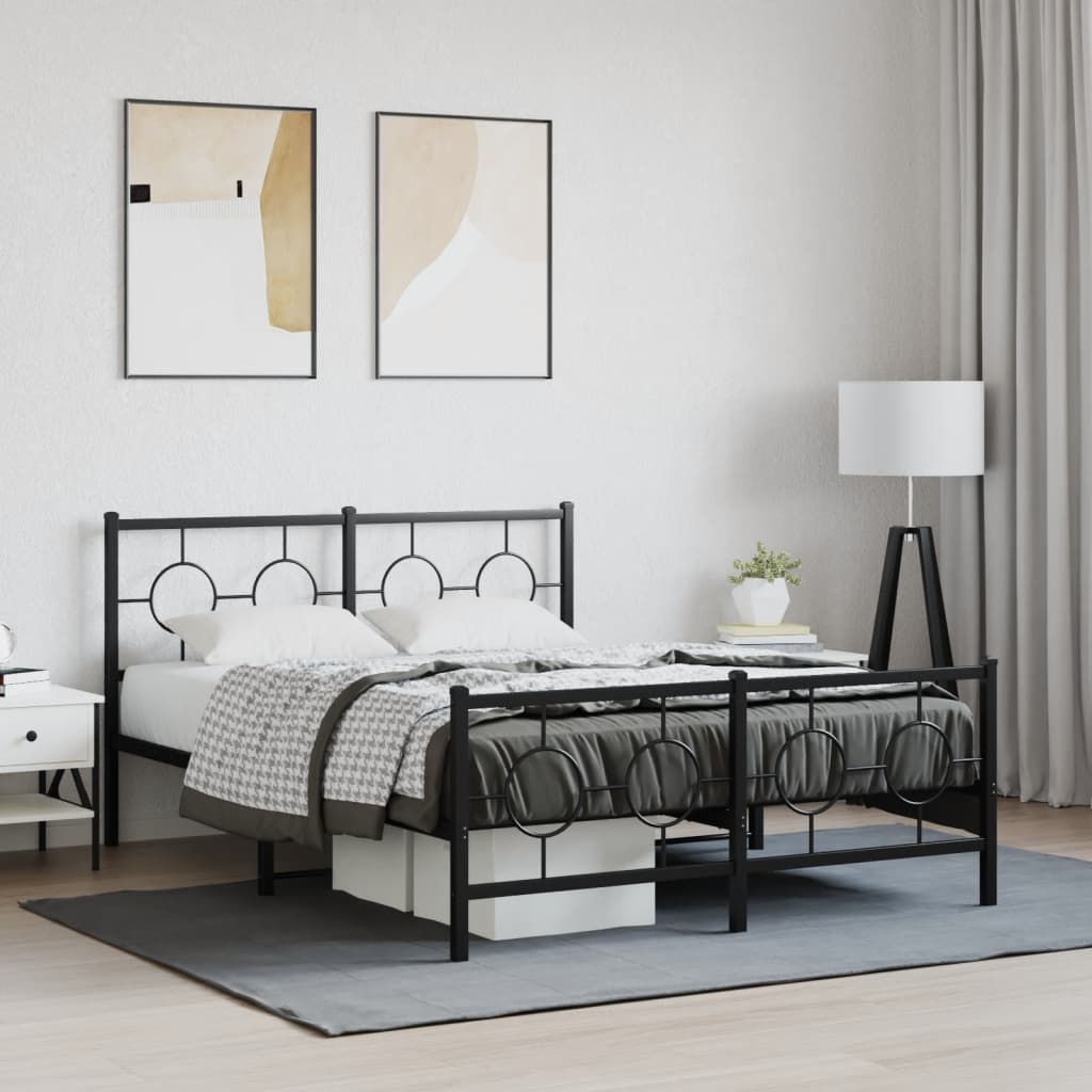 Giroletto con Testiera e Pediera Metallo Nero 140x190 cm | homemem39