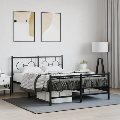 Giroletto con Testiera e Pediera Metallo Nero 140x190 cm | homemem39