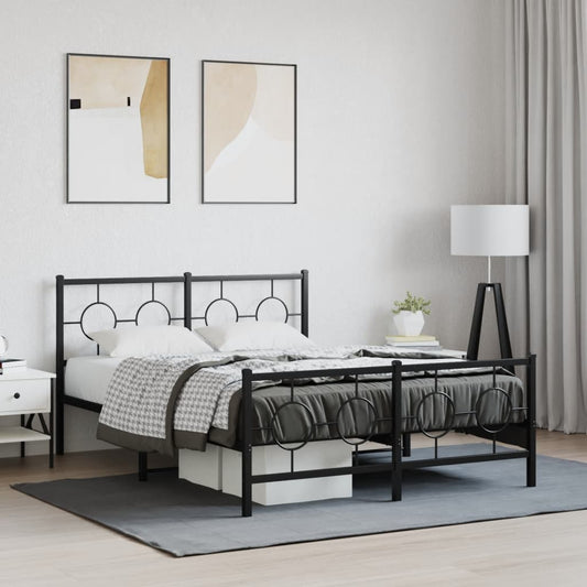 Giroletto con Testiera e Pediera Metallo Nero 140x190 cm | homemem39