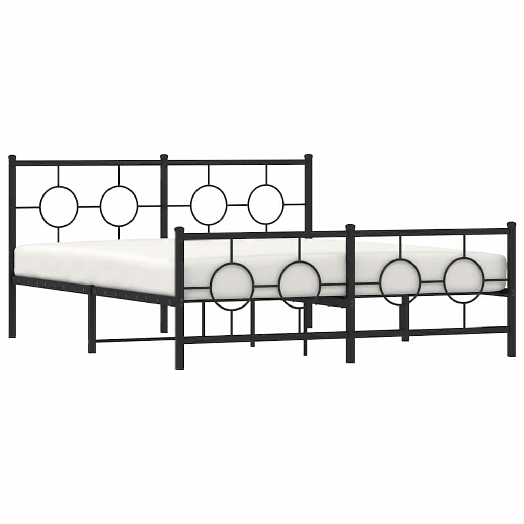 Giroletto con Testiera e Pediera Metallo Nero 150x200 cm