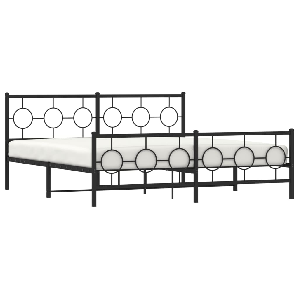 Giroletto con Testiera e Pediera Metallo Nero 183x213 cm