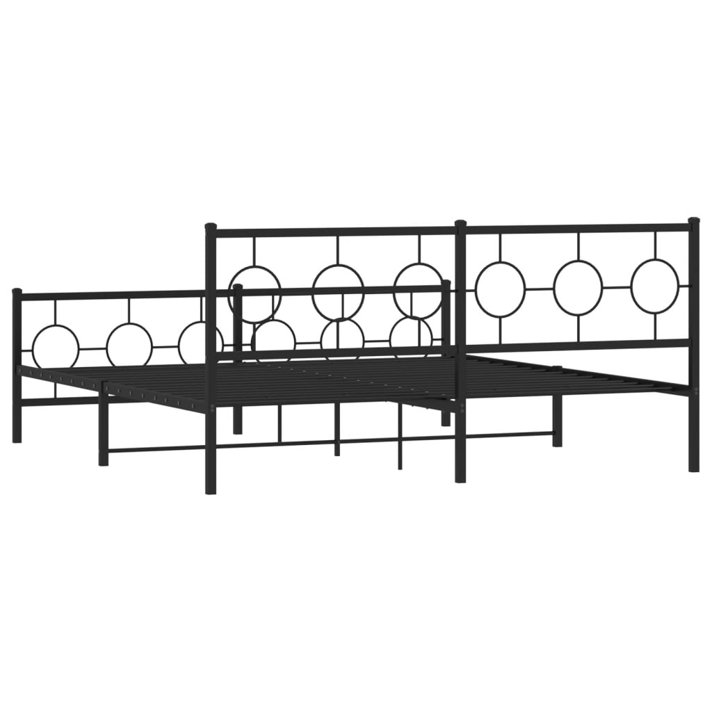 Giroletto con Testiera e Pediera Metallo Nero 183x213 cm | homemem39