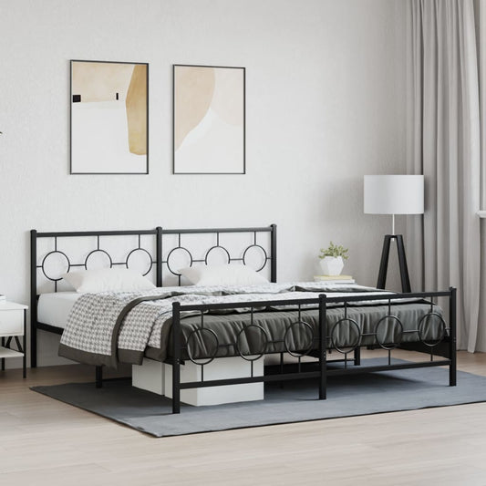 Giroletto con Testiera e Pediera Metallo Nero 183x213 cm | homemem39