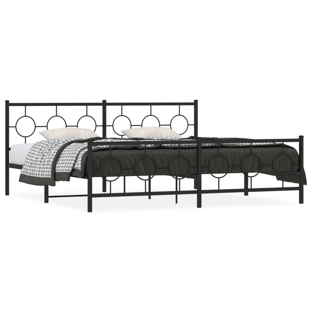 Giroletto con Testiera e Pediera Metallo Nero 200x200 cm