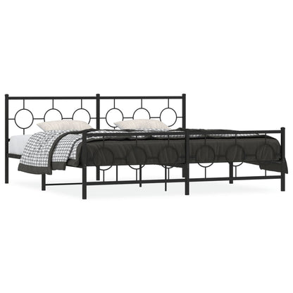 Giroletto con Testiera e Pediera Metallo Nero 200x200 cm